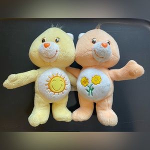 Vintage 2002 Care Bears Cuddle Pairs Funshine Bear and Friend Bear Plushie Set